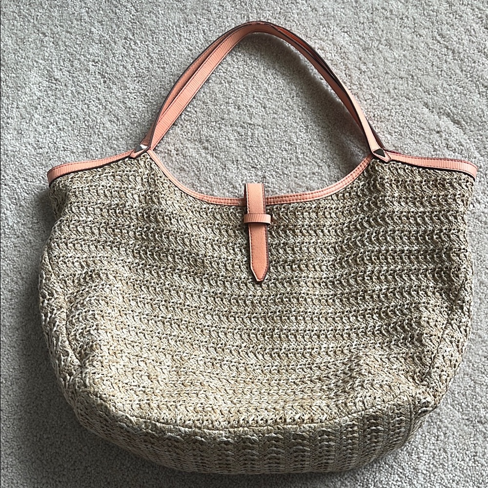 Stella & Dot Tan and Pink Women's Beach Bag